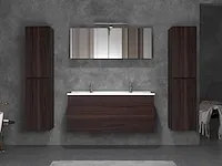 2-persoons badkamermeubel 120 cm donker hout decor - incl. kranen - afbeelding 2 van  3