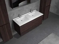 2-persoons badkamermeubel 120 cm donker hout decor - incl. kranen - afbeelding 3 van  3