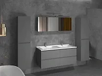 2-persoons badkamermeubel 120 cm hoogglans antraciet - incl. kranen - afbeelding 1 van  3