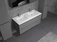 2-persoons badkamermeubel 120 cm hoogglans antraciet - incl. kranen - afbeelding 3 van  3