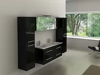 2-persoons badkamermeubel 120 cm hoogglans zwart - incl. kranen - afbeelding 1 van  8
