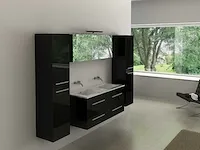 2-persoons badkamermeubel 120 cm hoogglans zwart - incl. kranen - afbeelding 5 van  8
