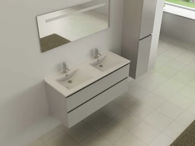 2-persoons badkamermeubel 120 cm lichtgrijs - incl. kranen - afbeelding 2 van  2