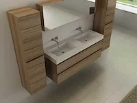 2-persoons badkamermeubel 140 cm hout decor - incl. kranen - afbeelding 3 van  5