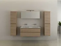 2-persoons badkamermeubel 140 cm hout decor - incl. kranen - afbeelding 9 van  11