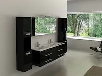 2-persoons badkamermeubel 150 cm hoogglans zwart - incl. kranen