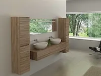 2-persoons badkamermeubel 180 cm licht hout decor - incl. kranen - afbeelding 5 van  9