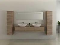 2-persoons badkamermeubel 180 cm licht hout decor - incl. kranen - afbeelding 6 van  9
