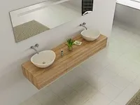 2-persoons badkamermeubel 180 cm licht hout decor - incl. kranen - afbeelding 2 van  9