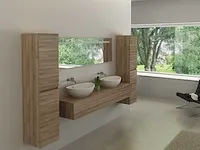 2-persoons badkamermeubel 180 cm licht hout decor - incl. kranen - afbeelding 5 van  9