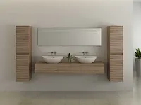 2-persoons badkamermeubel 180 cm licht hout decor - incl. kranen - afbeelding 6 van  9