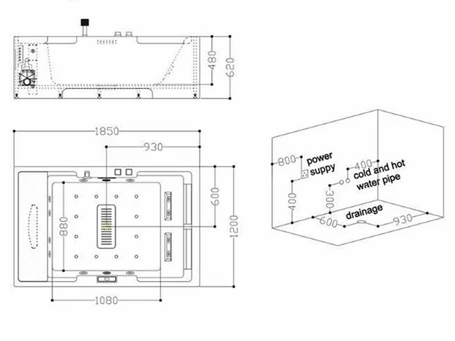 2-persoons inbouw massagebad (zwart of wit keuze) - afbeelding 7 van  16