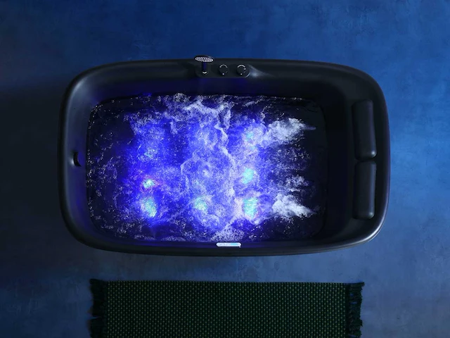 2-persoons vrijstaand massagebad mat zwart met bluetooth - afbeelding 5 van  10