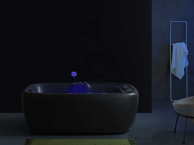 2-persoons vrijstaand massagebad mat zwart met bluetooth - afbeelding 6 van  10
