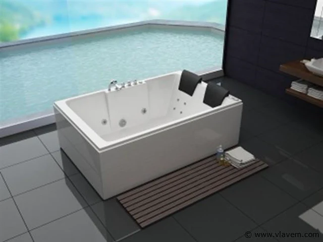 2-persoons whirlpool massagebad hoogglans wit - rechtse opstelling 180x120 cm - afbeelding 1 van  2