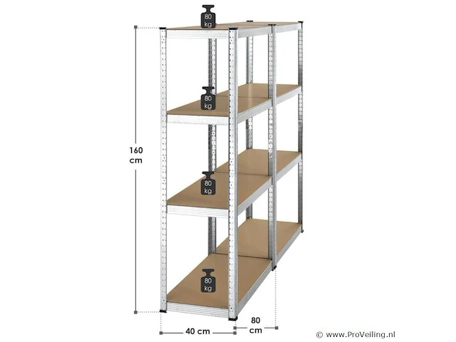 2 stellingkast easy 160 x 80 x 40cm - afbeelding 15 van  16