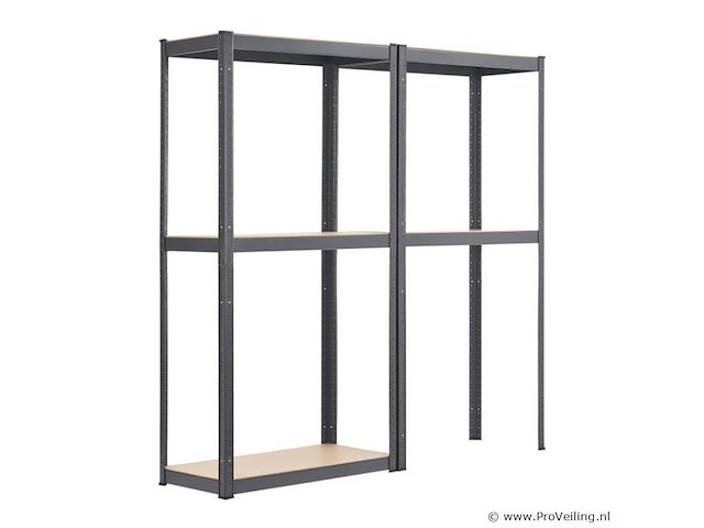 2 stuks magazijnstelling / opbergrek - easy - 160 x 80 x 40 cm - grijs - afbeelding 3 van  16