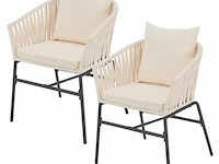 2 tuinstoelen met touwgaas - beige - incl. rug- en zitkussens - afbeelding 1 van  13