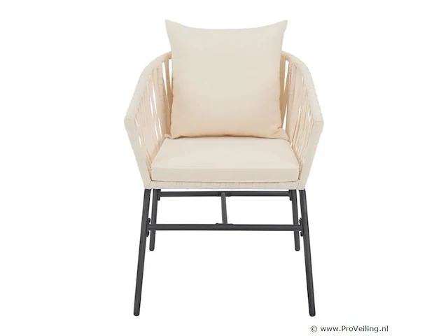 2 tuinstoelen met touwgaas - beige - incl. rug- en zitkussens - afbeelding 10 van  13