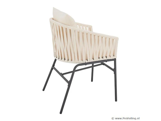 2 tuinstoelen met touwgaas - beige - incl. rug- en zitkussens - afbeelding 11 van  13