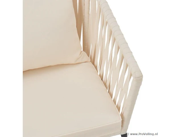 2 tuinstoelen met touwgaas - beige - incl. rug- en zitkussens - afbeelding 13 van  13