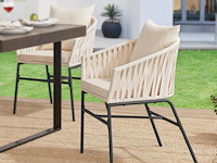 2 tuinstoelen met touwgaas - beige - incl. rug- en zitkussens - afbeelding 6 van  13