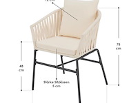 2 tuinstoelen met touwgaas - beige - incl. rug- en zitkussens - afbeelding 9 van  13