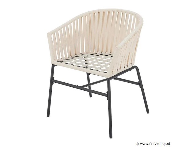 2 tuinstoelen met touwgaas - beige - incl. rug- en zitkussens - afbeelding 12 van  13