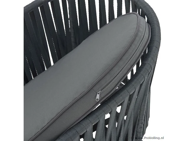 2 tuinstoelen met touwgaas - donkergrijs - incl. rug- en zitkussens - afbeelding 3 van  13