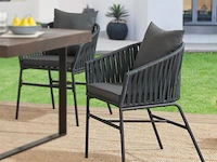 2 tuinstoelen met touwgaas - donkergrijs - incl. rug- en zitkussens - afbeelding 6 van  13