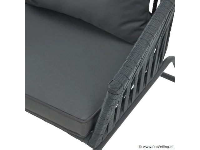 2 tuinstoelen met touwgaas - donkergrijs - incl. rug- en zitkussens - afbeelding 7 van  13