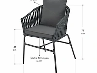 2 tuinstoelen met touwgaas - donkergrijs - incl. rug- en zitkussens - afbeelding 9 van  13