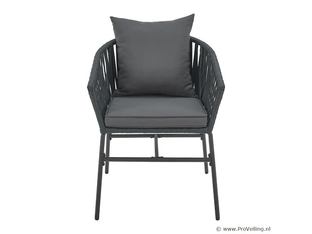 2 tuinstoelen met touwgaas - donkergrijs - incl. rug- en zitkussens - afbeelding 10 van  13
