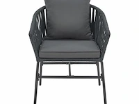 2 tuinstoelen met touwgaas - donkergrijs - incl. rug- en zitkussens - afbeelding 10 van  13