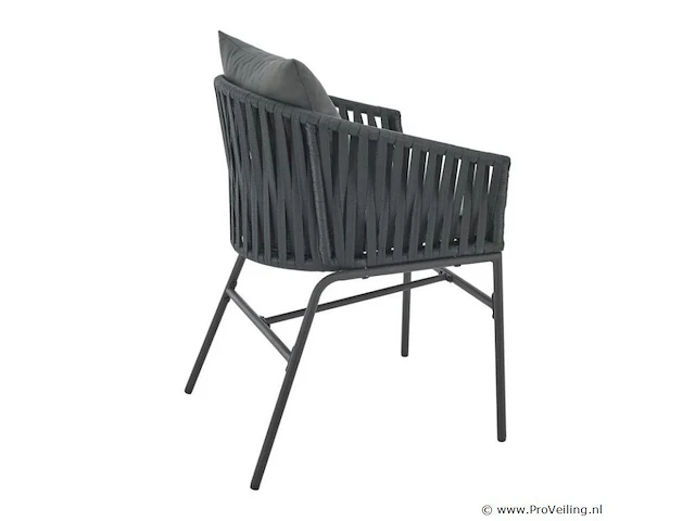 2 tuinstoelen met touwgaas - donkergrijs - incl. rug- en zitkussens - afbeelding 11 van  13