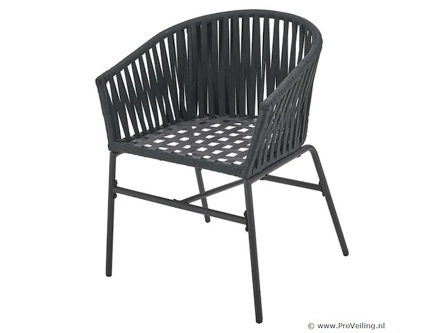 2 tuinstoelen met touwgaas - donkergrijs - incl. rug- en zitkussens - afbeelding 12 van  13