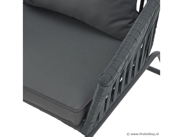 2 tuinstoelen met touwgaas - donkergrijs - incl. rug- en zitkussens - afbeelding 5 van  11