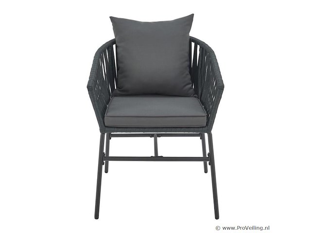 2 tuinstoelen met touwgaas - donkergrijs - incl. rug- en zitkussens - afbeelding 6 van  11