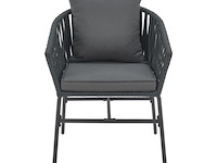 2 tuinstoelen met touwgaas - donkergrijs - incl. rug- en zitkussens - afbeelding 6 van  11