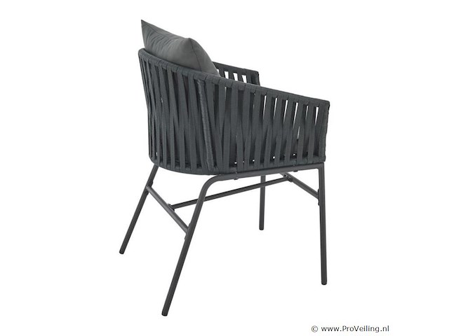 2 tuinstoelen met touwgaas - donkergrijs - incl. rug- en zitkussens - afbeelding 7 van  11