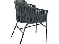 2 tuinstoelen met touwgaas - donkergrijs - incl. rug- en zitkussens - afbeelding 7 van  11