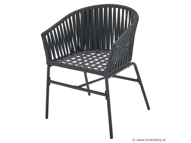 2 tuinstoelen met touwgaas - donkergrijs - incl. rug- en zitkussens - afbeelding 8 van  11