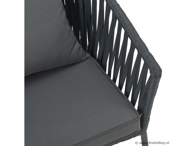 2 tuinstoelen met touwgaas - donkergrijs - incl. rug- en zitkussens - afbeelding 9 van  11