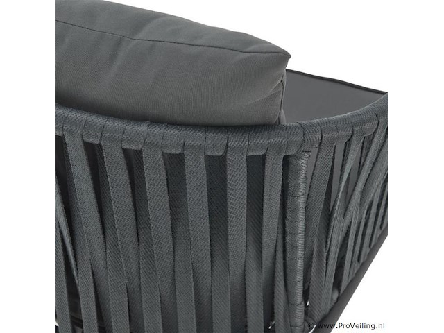 2 tuinstoelen met touwgaas - donkergrijs - incl. rug- en zitkussens - afbeelding 10 van  11
