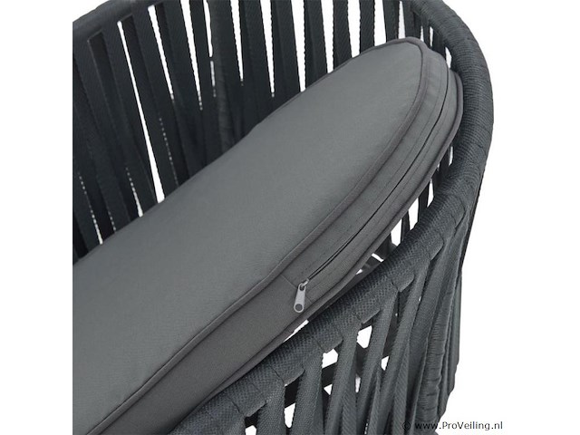 2 tuinstoelen met touwgaas - donkergrijs - incl. rug- en zitkussens - afbeelding 11 van  11