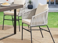2 tuinstoelen met touwgaas - lichtgrijs - incl. rug- en zitkussens - afbeelding 6 van  13