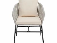 2 tuinstoelen met touwgaas - lichtgrijs - incl. rug- en zitkussens - afbeelding 10 van  13