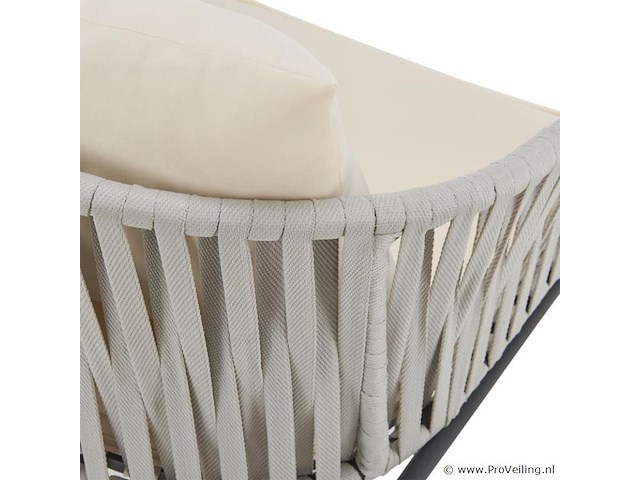 2 tuinstoelen met touwgaas - lichtgrijs - incl. rug- en zitkussens - afbeelding 2 van  13