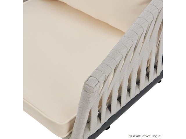 2 tuinstoelen met touwgaas - lichtgrijs - incl. rug- en zitkussens - afbeelding 7 van  13