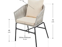 2 tuinstoelen met touwgaas - lichtgrijs - incl. rug- en zitkussens - afbeelding 9 van  13